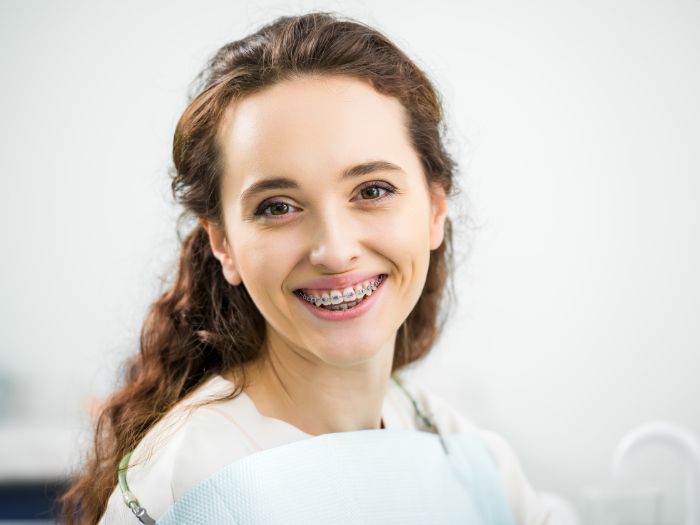 happy woman with braces